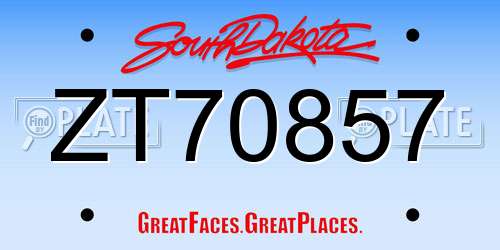 ZT70857 South Dakota License Plate
