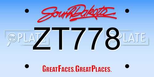 ZT778 South Dakota License Plate