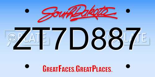 ZT7D887 South Dakota License Plate