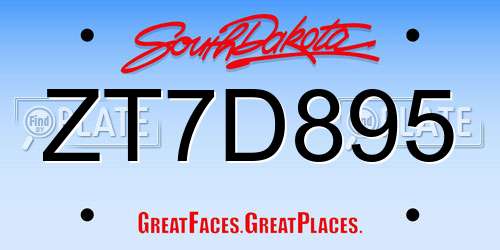 ZT7D895 South Dakota License Plate