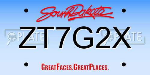ZT7G2X South Dakota License Plate