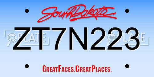 ZT7N223 South Dakota License Plate