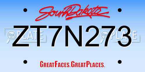 ZT7N273 South Dakota License Plate