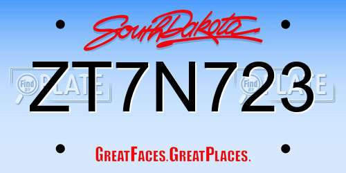 ZT7N723 South Dakota License Plate