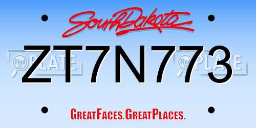 ZT7N773 South Dakota License Plate