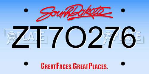 ZT7O276 South Dakota License Plate