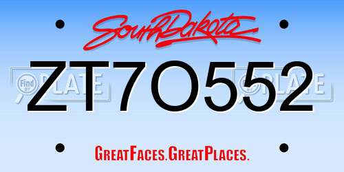 ZT7O552 South Dakota License Plate