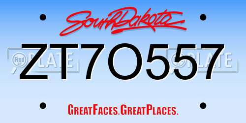 ZT7O557 South Dakota License Plate