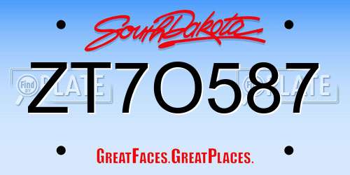ZT7O587 South Dakota License Plate