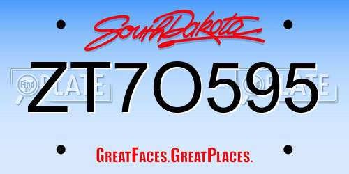 ZT7O595 South Dakota License Plate
