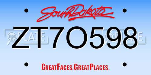 ZT7O598 South Dakota License Plate