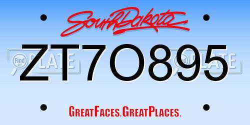 ZT7O895 South Dakota License Plate