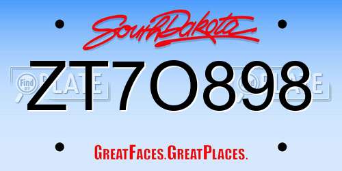 ZT7O898 South Dakota License Plate