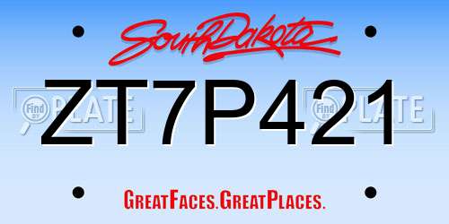 ZT7P421 South Dakota License Plate