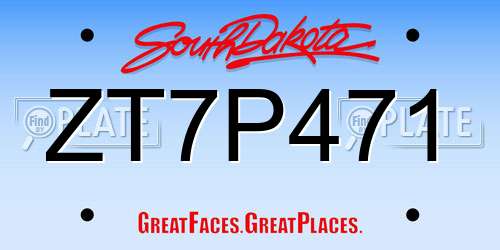 ZT7P471 South Dakota License Plate