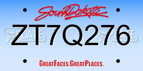 ZT7Q276 South Dakota License Plate