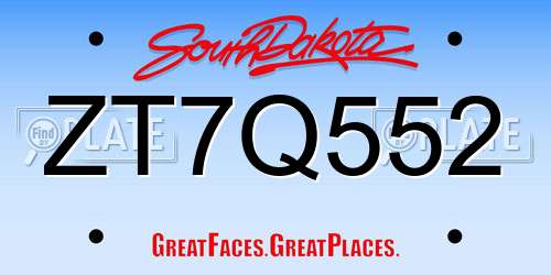 ZT7Q552 South Dakota License Plate