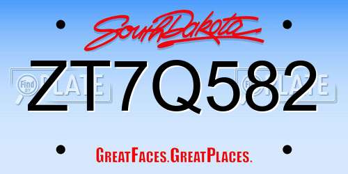 ZT7Q582 South Dakota License Plate