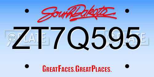 ZT7Q595 South Dakota License Plate