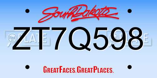 ZT7Q598 South Dakota License Plate
