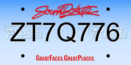 ZT7Q776 South Dakota License Plate