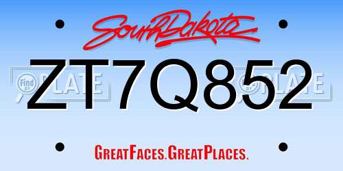 ZT7Q852 South Dakota License Plate