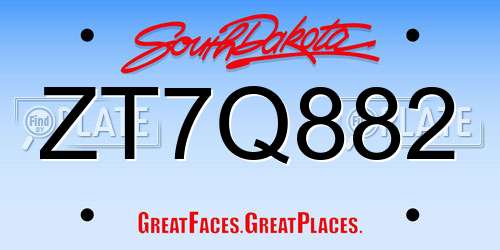 ZT7Q882 South Dakota License Plate