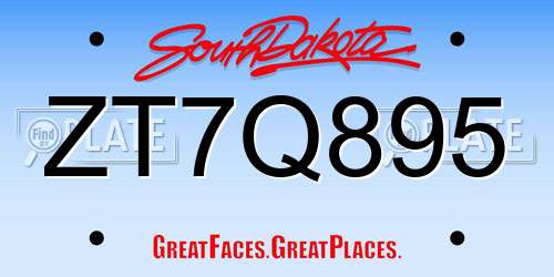 ZT7Q895 South Dakota License Plate