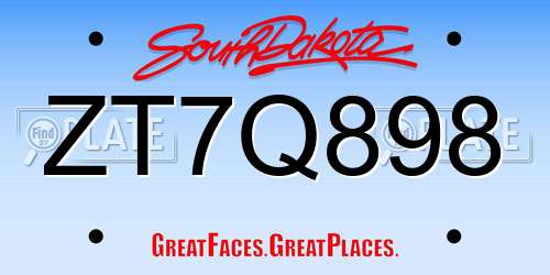 ZT7Q898 South Dakota License Plate