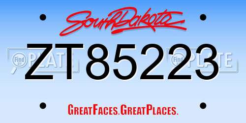 ZT85223 South Dakota License Plate