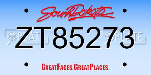 ZT85273 South Dakota License Plate