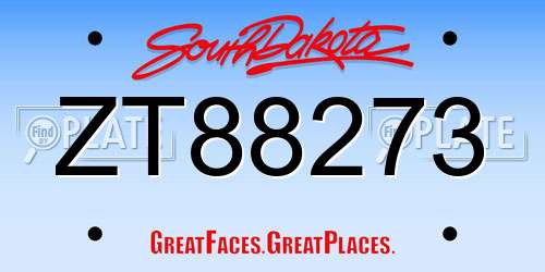 ZT88273 South Dakota License Plate