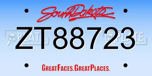 ZT88723 South Dakota License Plate