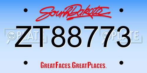 ZT88773 South Dakota License Plate