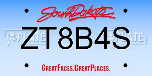 ZT8B4S South Dakota License Plate