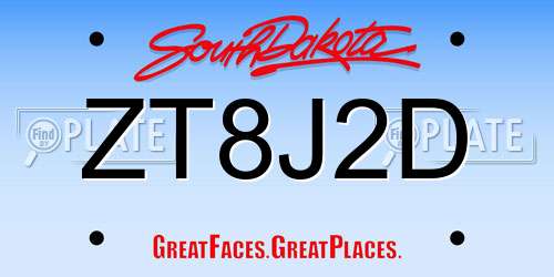 ZT8J2D South Dakota License Plate