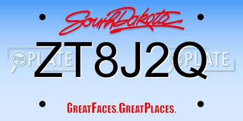 ZT8J2Q South Dakota License Plate