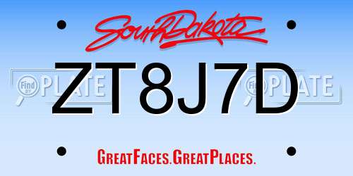 ZT8J7D South Dakota License Plate