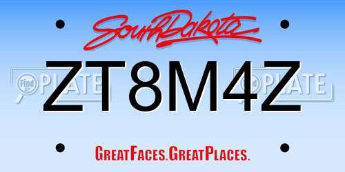 ZT8M4Z South Dakota License Plate