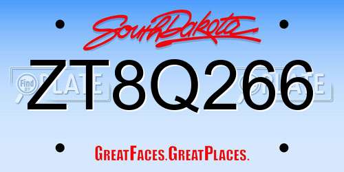 ZT8Q266 South Dakota License Plate