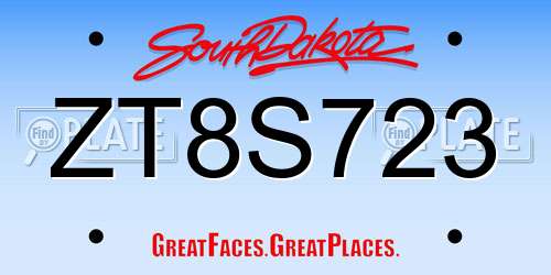 ZT8S723 South Dakota License Plate