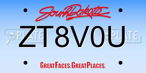ZT8V0U South Dakota License Plate