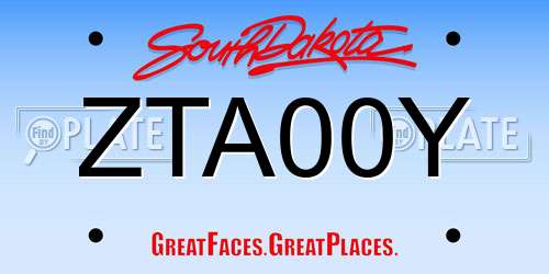 ZTA00Y South Dakota License Plate