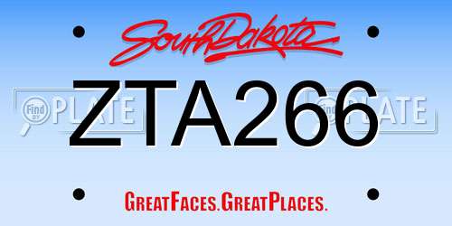 ZTA266 South Dakota License Plate