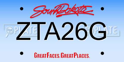 ZTA26G South Dakota License Plate