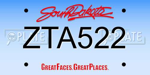 ZTA522 South Dakota License Plate