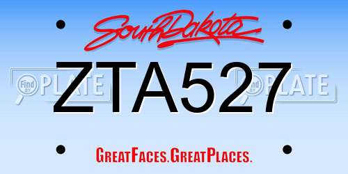 ZTA527 South Dakota License Plate