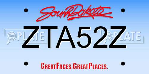 ZTA52Z South Dakota License Plate