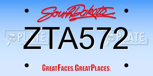 ZTA572 South Dakota License Plate