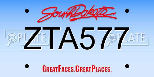 ZTA577 South Dakota License Plate